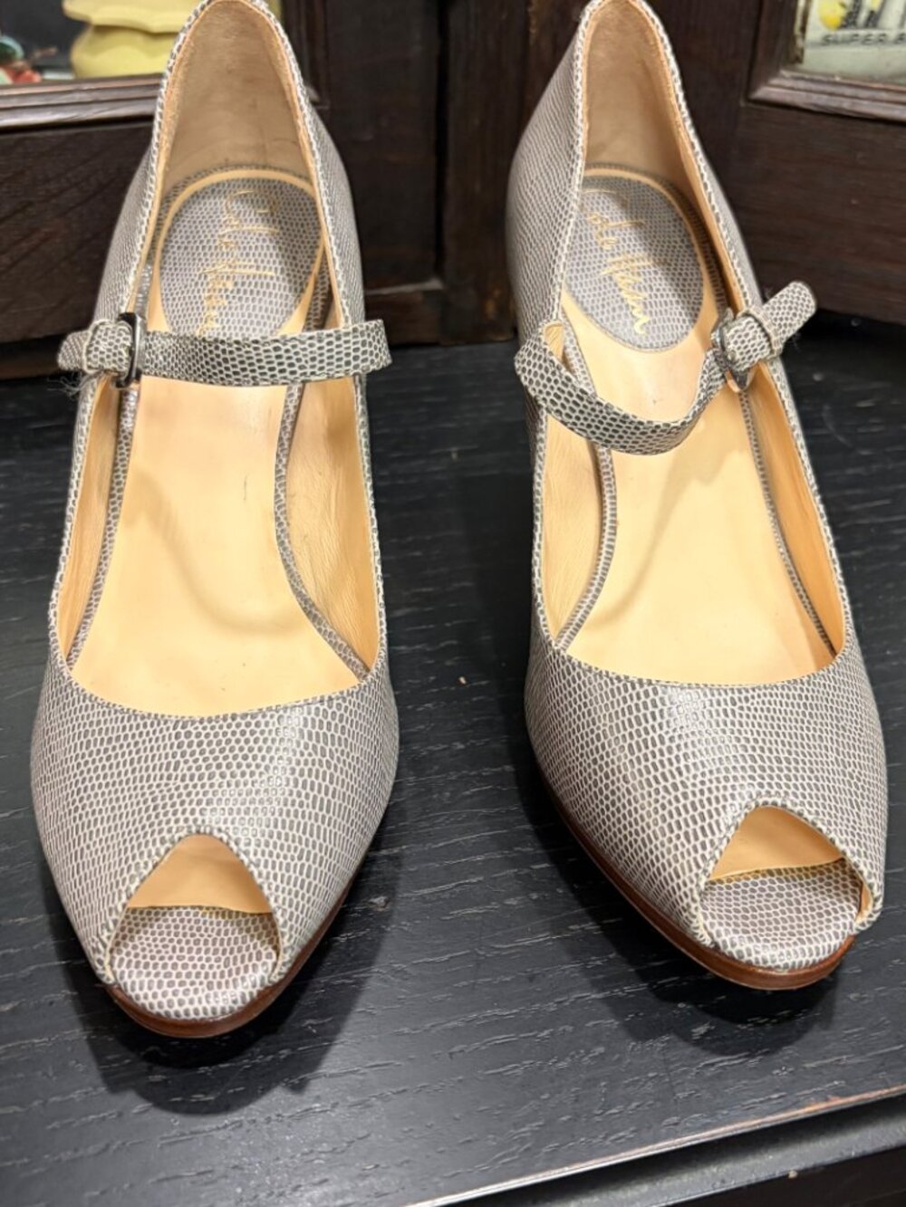 Cole Haan Nike Air Mary Jane Peep Toe Heels Size 7B